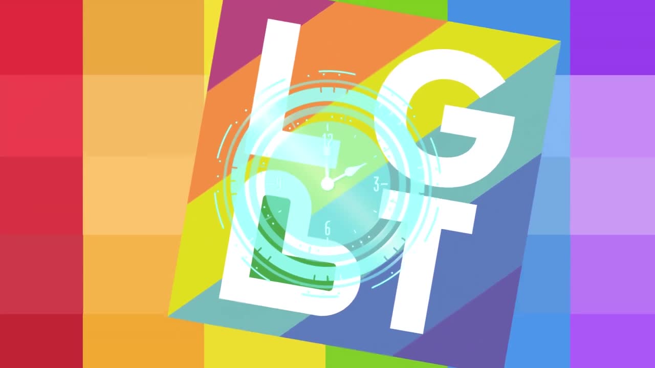 다채로운 배경 위의 lgbt 텍스트의 애니메이션