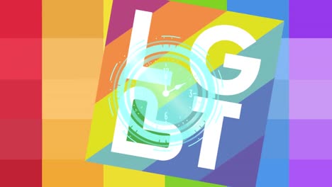 animation of lgbt text over colorful background