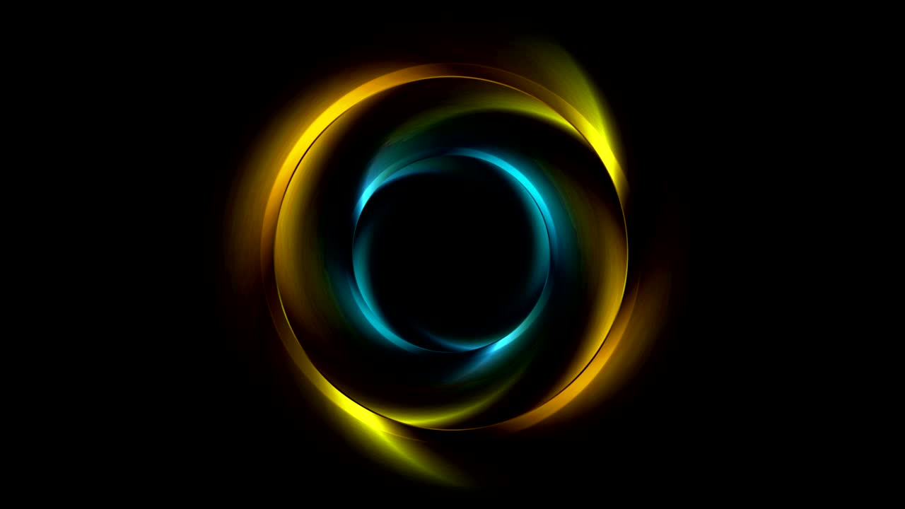 anillos brillantes amarillos y azules animación de video