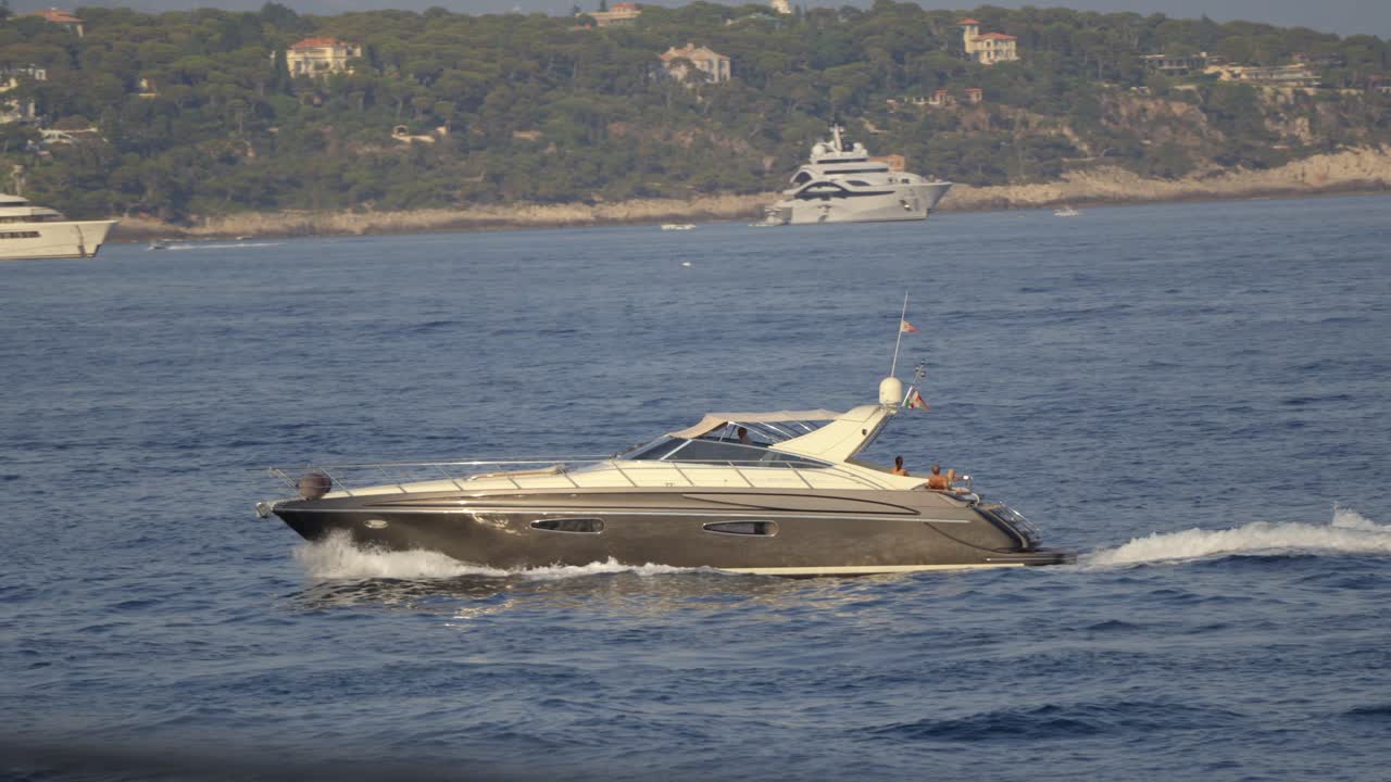 Luxury speedboat transportation, famous Monaco coastline location