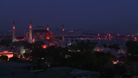 the hagia sophia mosque in istanbul turkey at dusk or night 1