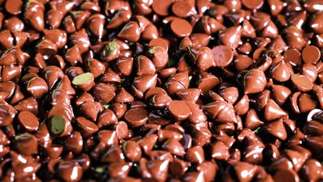 close-up view of chocolate chips moving