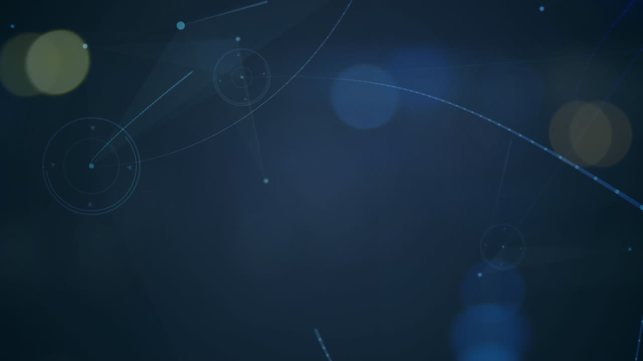 animación de la red de conexiones con luces borrosas sobre fondo negro