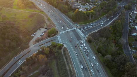 aerial view of intersection in suburban neighborhood, concord california, united states