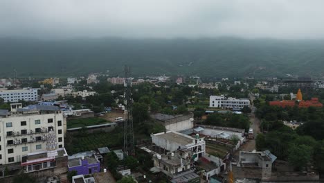 ancient holy pilgrimage city pushkar temple sahib gurudwara drone aerial fly over