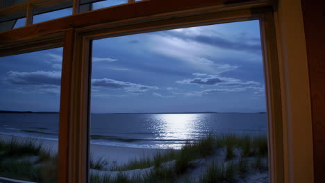 moonlight ocean view from a window