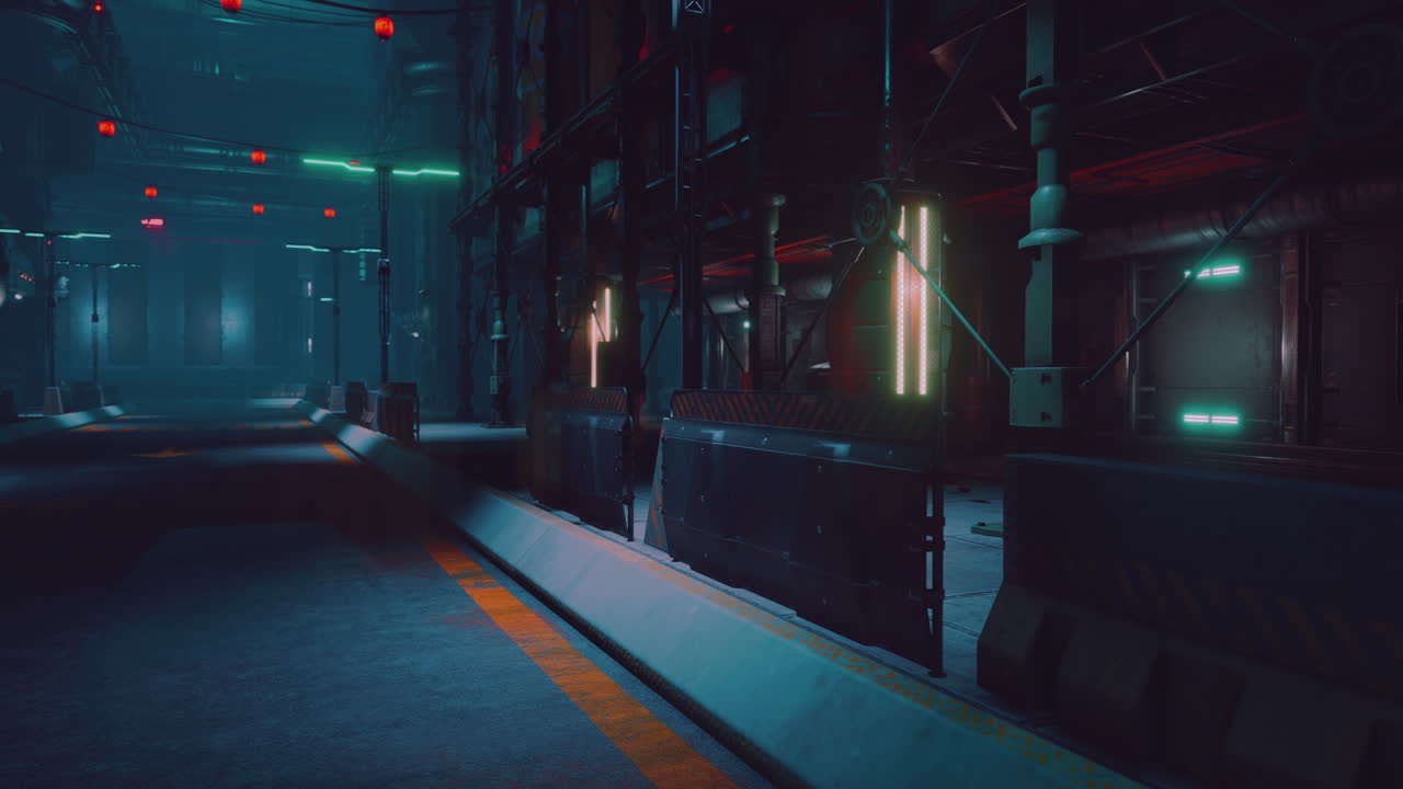 어두운 곳에서 네온 빛을 비추고