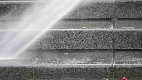 cleaning stone stairs with pressure washer