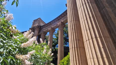 palace of fine arts in san francisco, california usa, columns and landscape of landmark