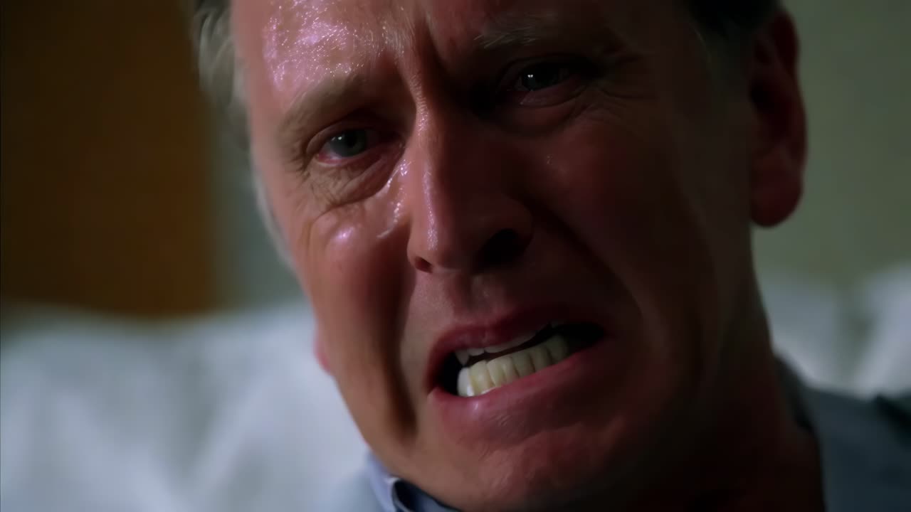 hombre llorando en una cama de hospital