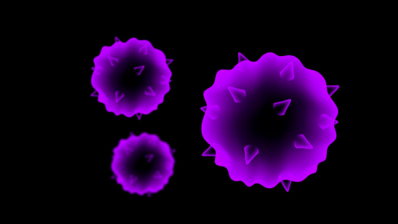 Illustrazione ravvicinata di cellule batteriche di malattie in movimento al microscopio su sfondo scuro, animazione in loop continuo 4K con spazio per il testo