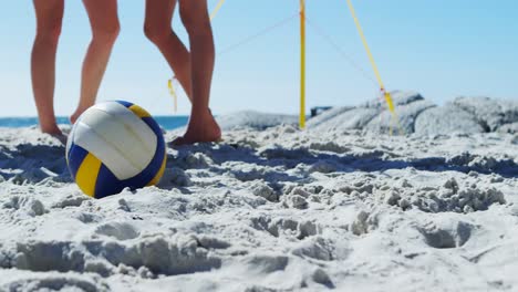 female volleyball players standing on the beach 4k