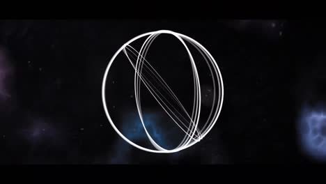 animación digital de una forma geométrica circular abstracta contra el trueno contra un fondo negro