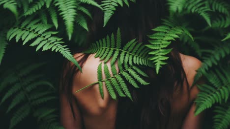 woman's back with ferns