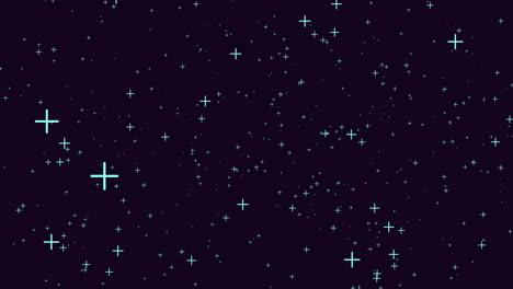 Flying-random-neon-colorful-snowflakes-in-dark-galaxy