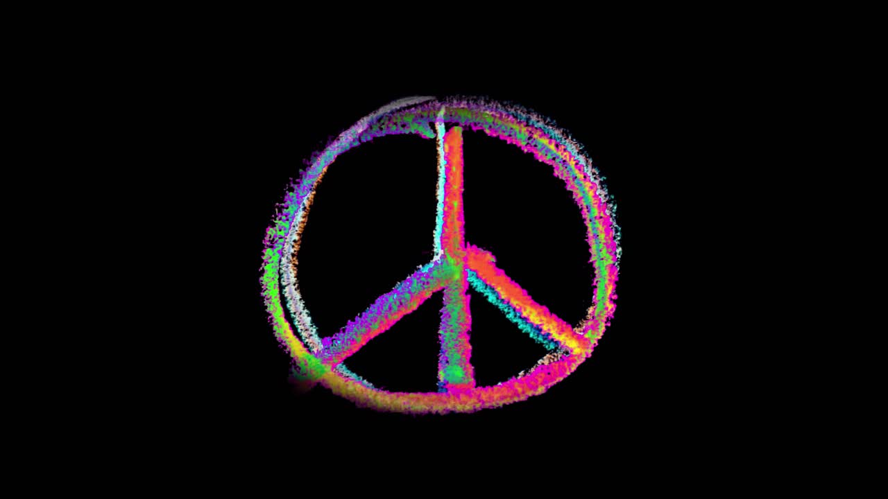 Peace sign in crayon hand drawn scribble style