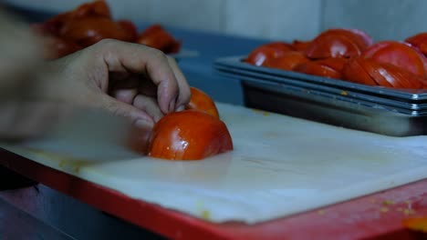 cutting red vegetables