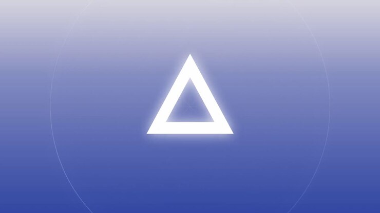 Animation of white circles and triangles on blue background