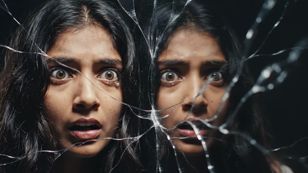 Fractured Reflections: A Portrait Through Broken Glass