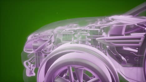 Holographic-animation-of-3D-wireframe-car-model-with-engine