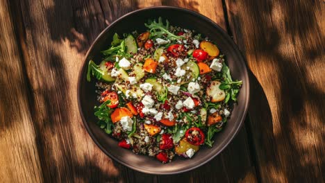 Vista-Plana-De-Ensalada-De-Cereales-De-Cosecha-Con-Quinoa-Y-Verduras-Asadas