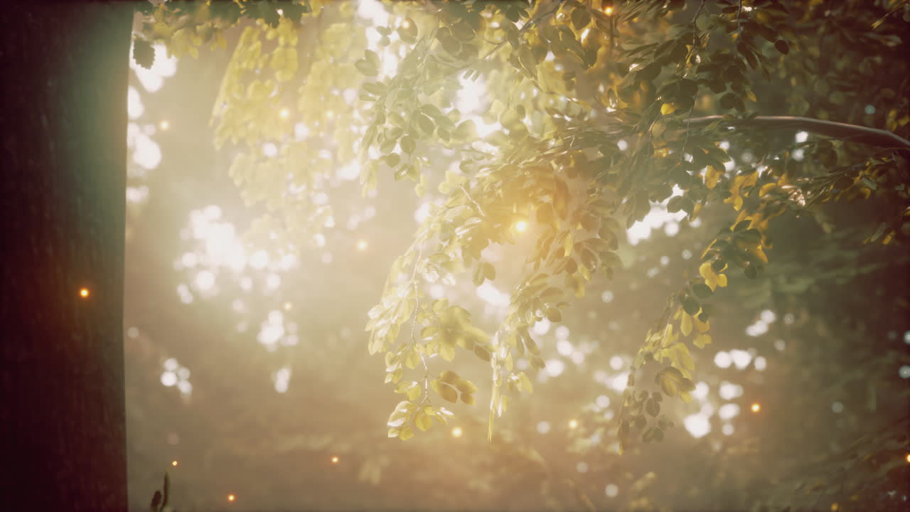 sol brillando a través del bosque