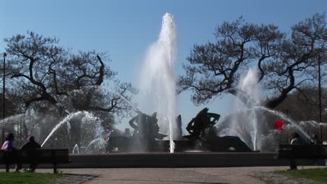 medium shot of the memorial fountain in philadelphia