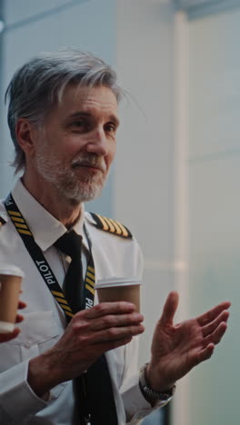 pilot having coffee in airport