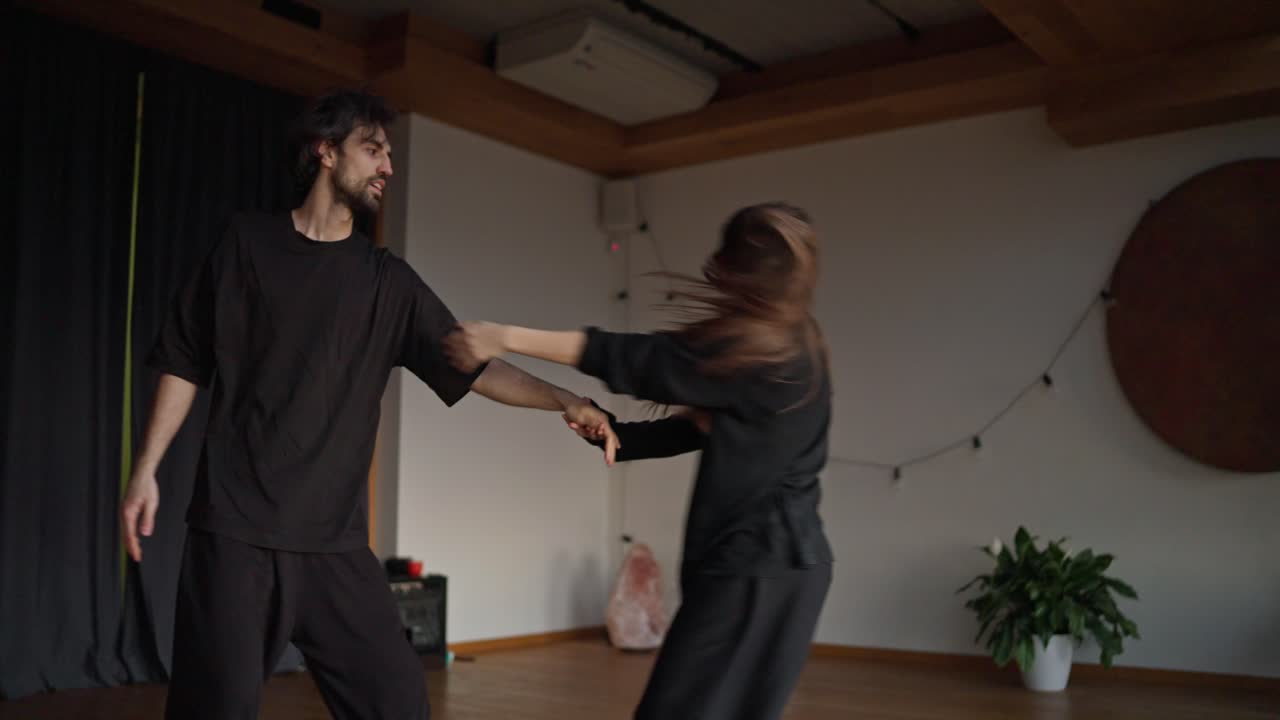 Couple embracing indoors