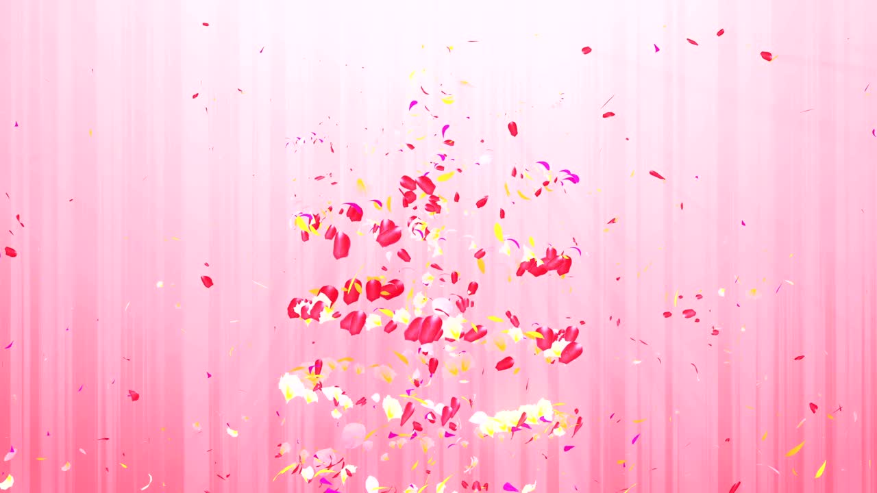 화려한 잎자루, 나선형 반이는 꽃잎, 꽃 모양, 예쁜 춤추는 꽃잎, 회전하는 꽃잎에서 소용돌이, 추상적인 루프 애니메이션.