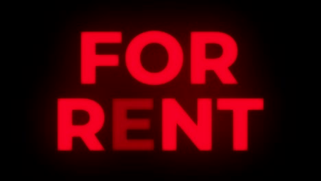 for rent text flickering display promotional loop.