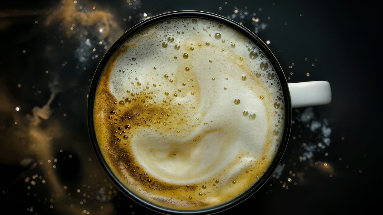 Aromatic Cappuccino in a Black Mug