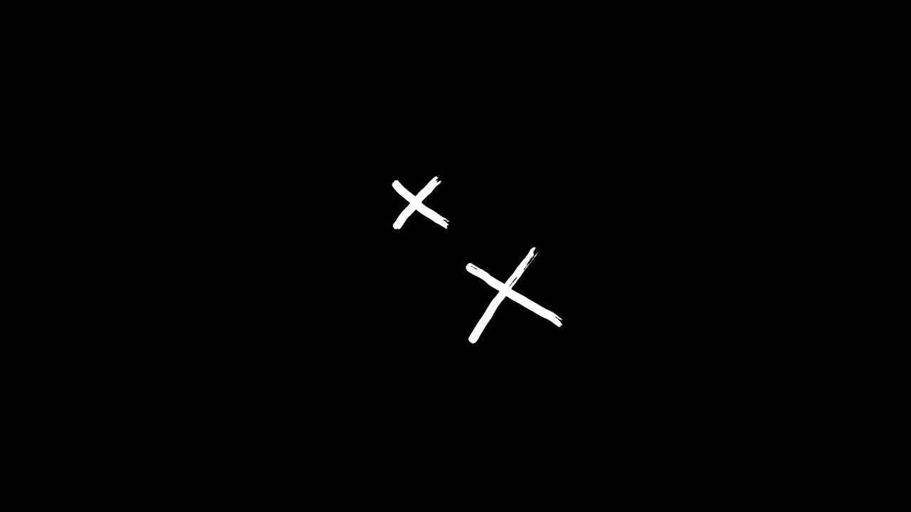 Hand Drawn White X Marks on Black Background