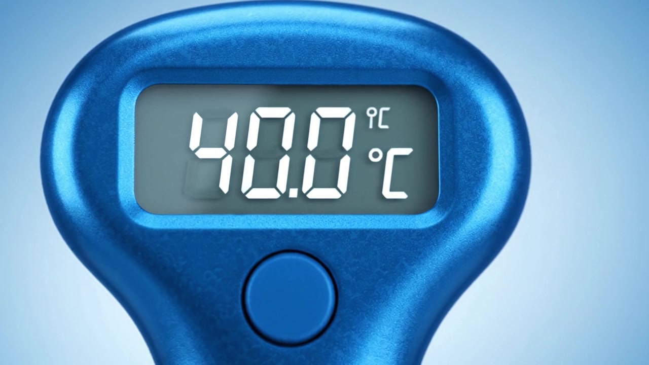 Digital termometer som visar temperaturökning från 25°C till 40°C, vilket demonstrerar precisionen och tydligheten hos modern temperaturmätningsteknik