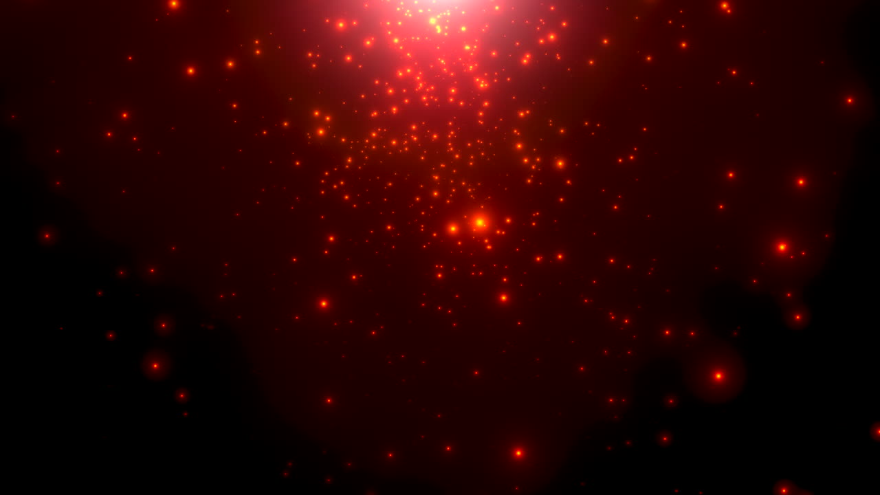 campos cinematográficos de estrellas rojas y brillos de moscas en la galaxia.