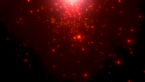 campos cinematográficos de estrellas rojas y brillos de moscas en la galaxia.