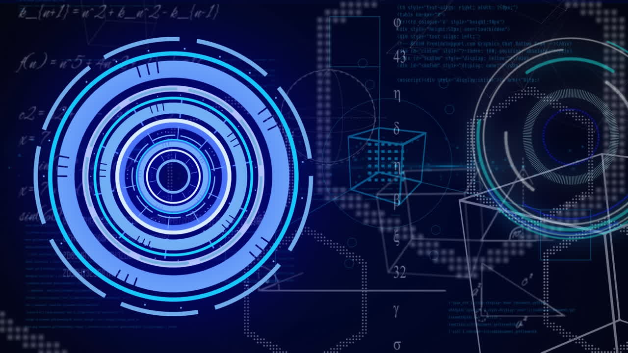 Animation of scopes scanning and data processing over digital screen