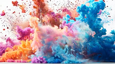 a colorful explosion of smoke and dust is depicted in the image. the vibrant colors of the smoke and dust create a sense of energy and excitement, as if the explosion is still in progress