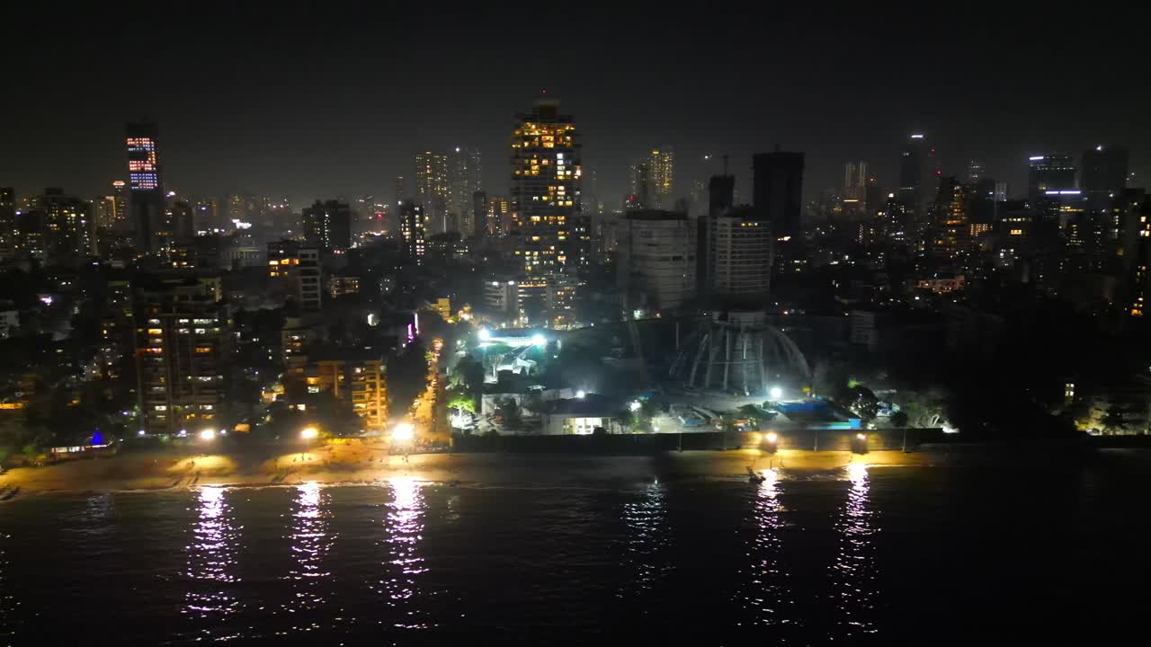 dadar chow patty playa noche vista de pájaro de derecha a izquierda mumbai