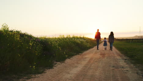 Hombre,-Mujer-O-Niño-Tomados-De-La-Mano-En-La-Granja