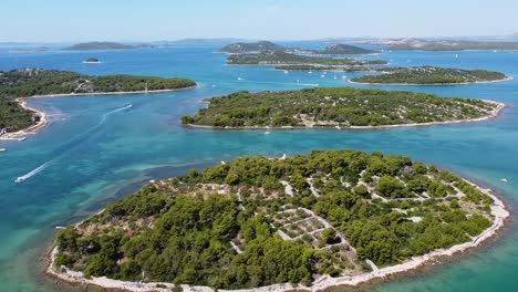 aerial drone view of the kornati islands at the adriatic sea in dalmatia, croatia