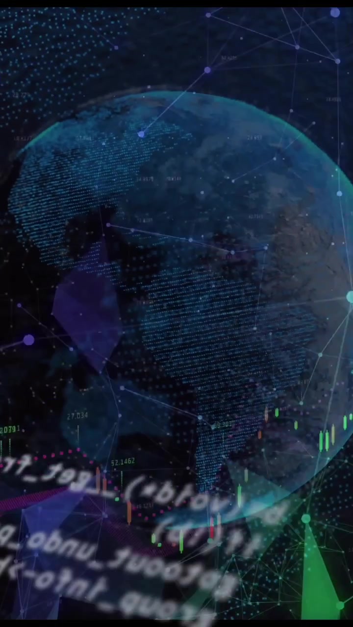 Animation of globe, statistcs and data processing