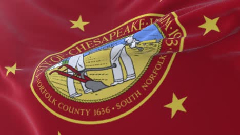 flag of chesapeake city, in the state of virginia, united states, slow - loop