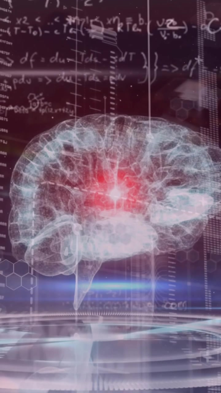 Animation of human brain and data processing over scope