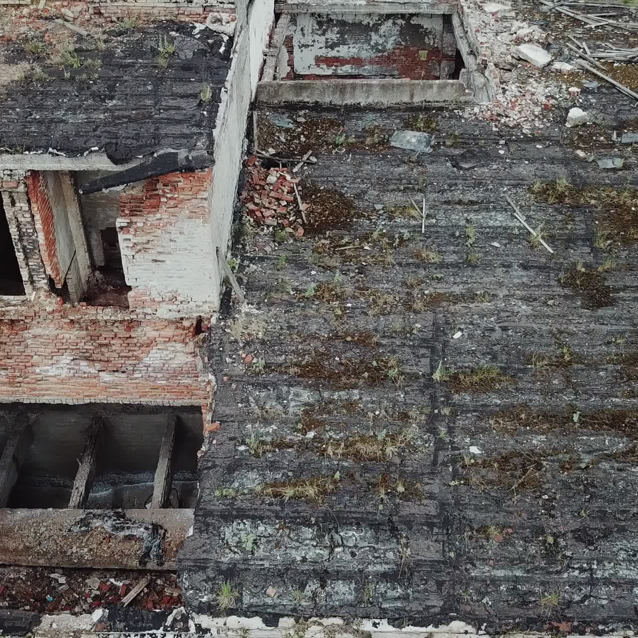 Abandoned chemical plant. Old industrial building for demolition. Aerial view
