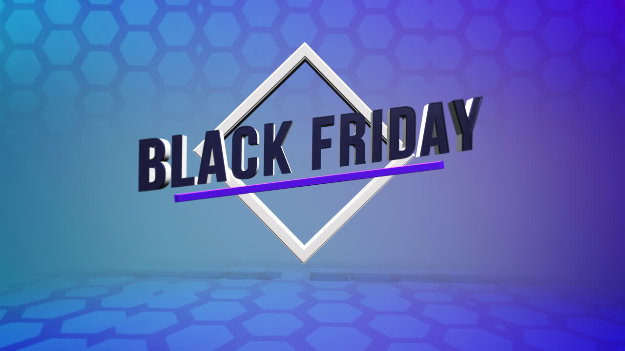 texto moderno de viernes negro en gradiente azul con hexágonos