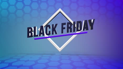 texto moderno de viernes negro en gradiente azul con hexágonos