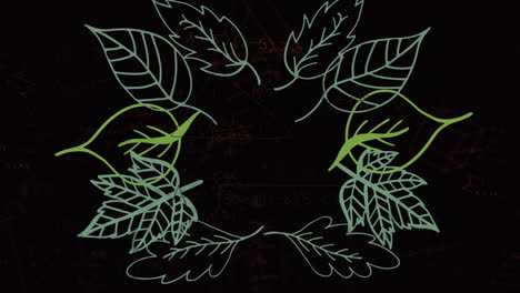 animation of green leaves with copy space over black background