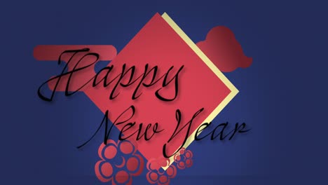 Animation-of-happy-new-year-text-banner-against-blue-background