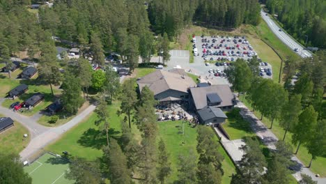 aerial view holiday resort at isaberg mountains in sweden in summer